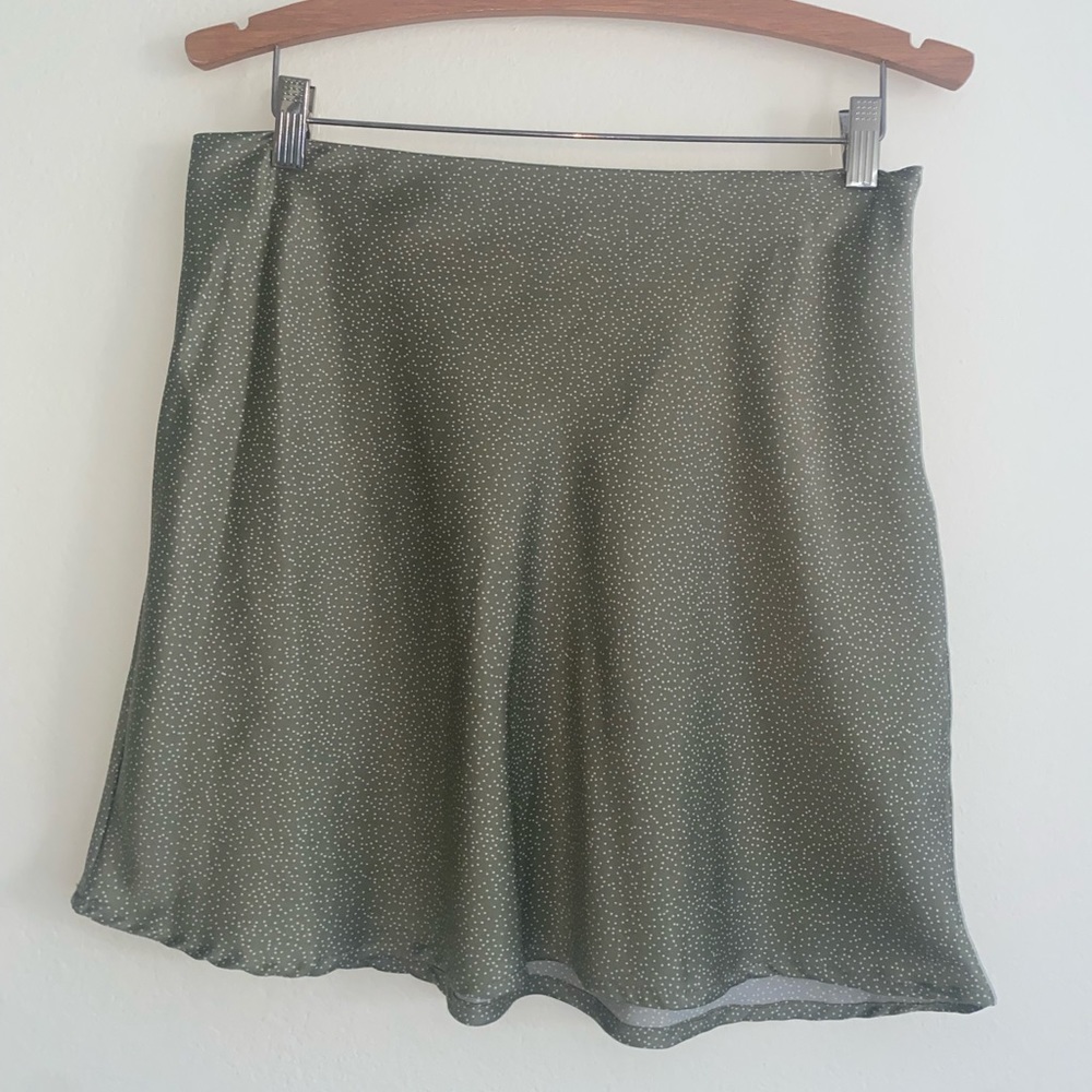Olive Green Polka Dot Mini Skirt L